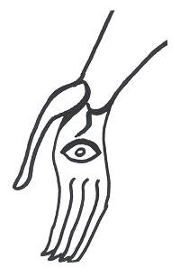 Dibujo de una mano y un ojo